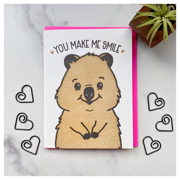 Carte de vœux Quokka « You make me Smile »