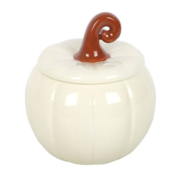 Brûle-parfum automnal citrouille blanche bouclée