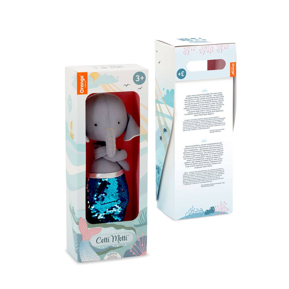 Cotton soft toy, Alicia the mermaid elephant: 29 cm, from 3 years old