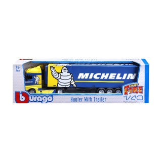 1:43 STREET FIRE HAULERS WITH TRAILER -M-B ACTROS GIGASPACE MICHELIN