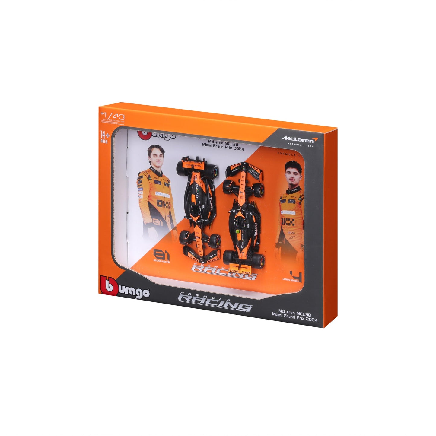 1:43 F1 MCLAREN MCL38 2024 TWO PACK NORRIS AND PIASTRI