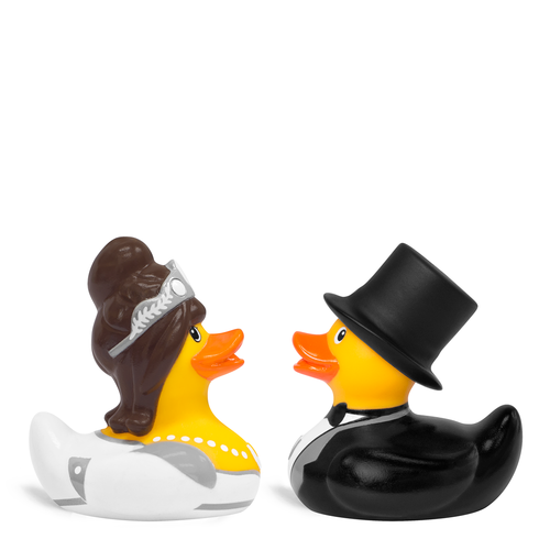 Mini-eendjesbruid en -bruidegom