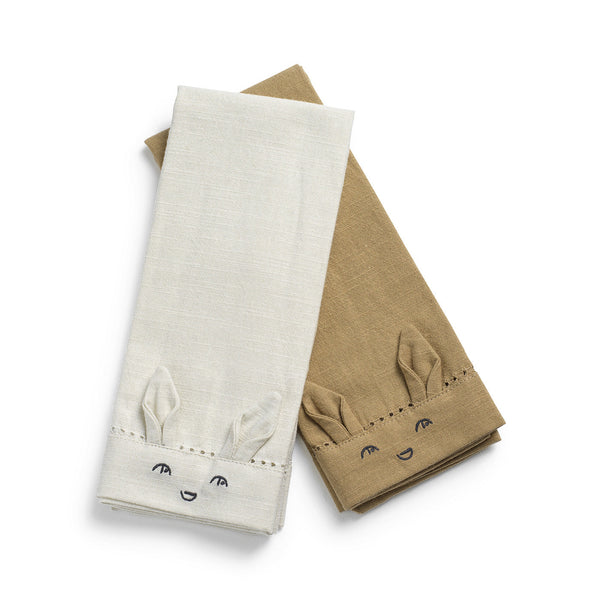 Lot de 2 Serviettes de Table Lily White / Warm Sand