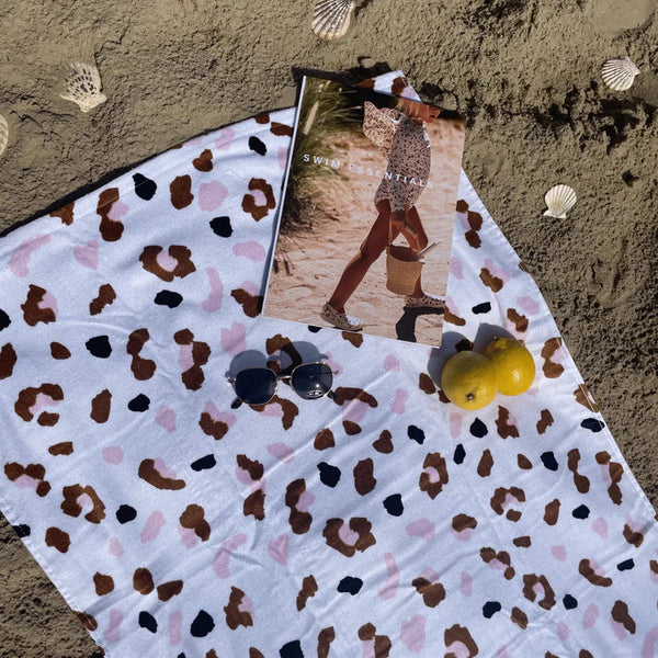 Beach Towel Cotton - Khaki - Leopard - 135 x 65 cm