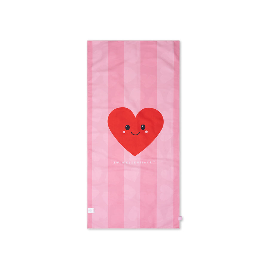 Microfiber Beach Towel - Red - Hearts - 135 x 65 cm