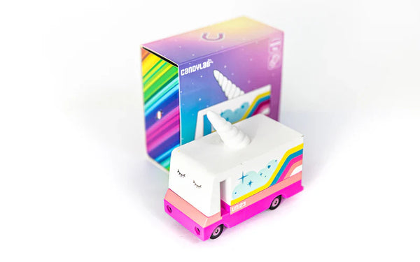 Candycar World Houten Bestelwagen - Eenhoorn