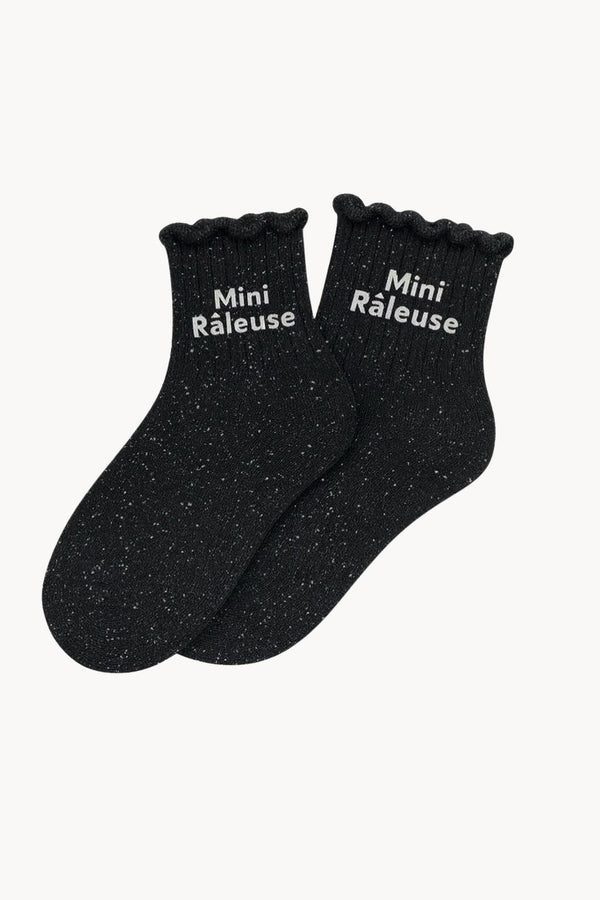 Chaussettes à Paillettes Enfant "Mini Râleuse" - Noir