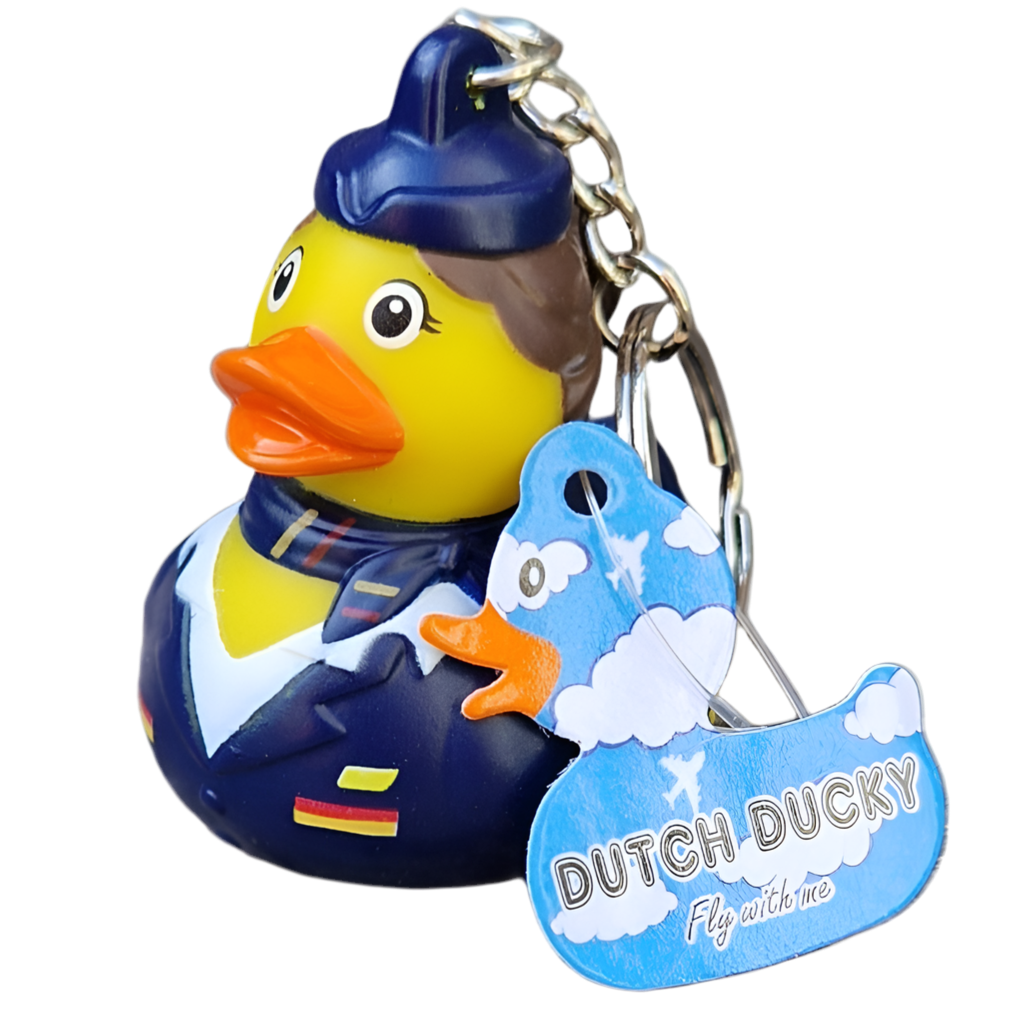 Duck Keychain - Brunette Flight Attendant