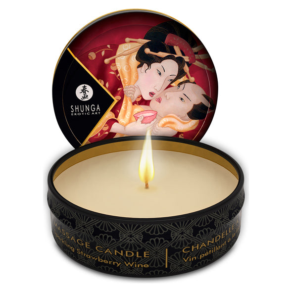 shunga massage candle sparkling strawberry romance 30 ml