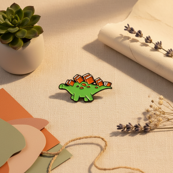 Bibliofiele Stegosaurus-speld