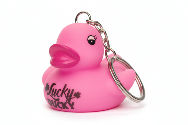 Geluks-eendje roze sleutelhanger