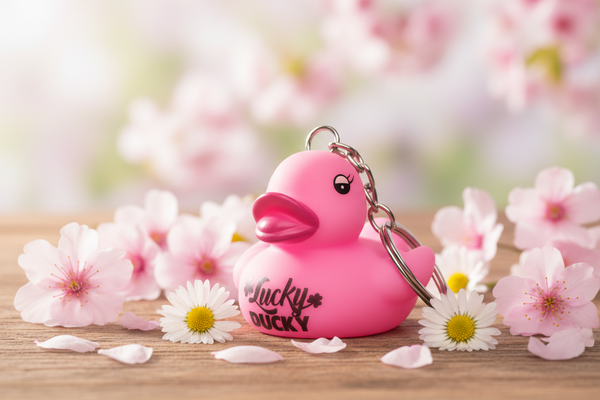Geluks-eendje roze sleutelhanger