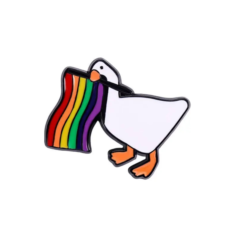 LGBT Flag White Duck Pin