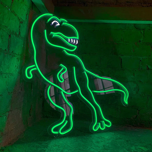 T-rex dinosaur wall neon