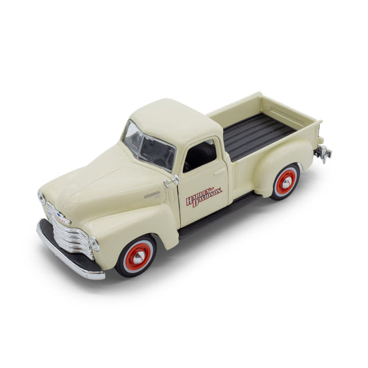 1:24 HARLEY DAVIDSON CHEVROLET 3100 PICKUP AVEC FLSTS HERITAGE SPRINGER CHEVY