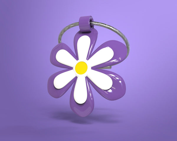 Sleutelhanger met paarse bloem