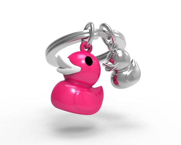 Fuchsia roze eend sleutelhanger