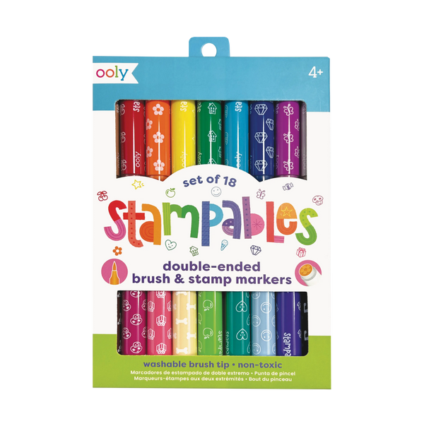 Feutres pinceaux et tampons double pointe Stampables – Lot de 18 – OOLY