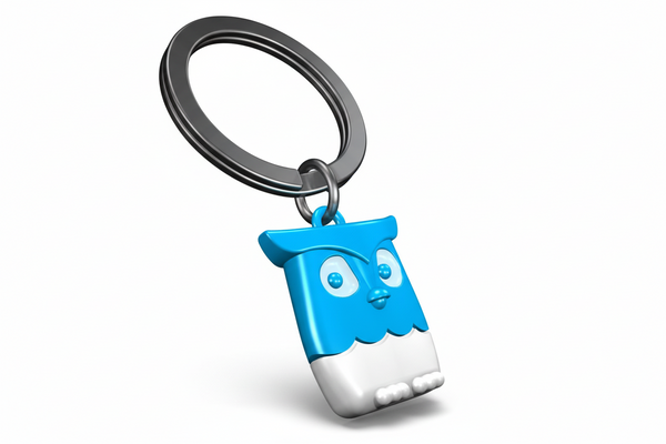 Sleutelhanger met blauwe uil