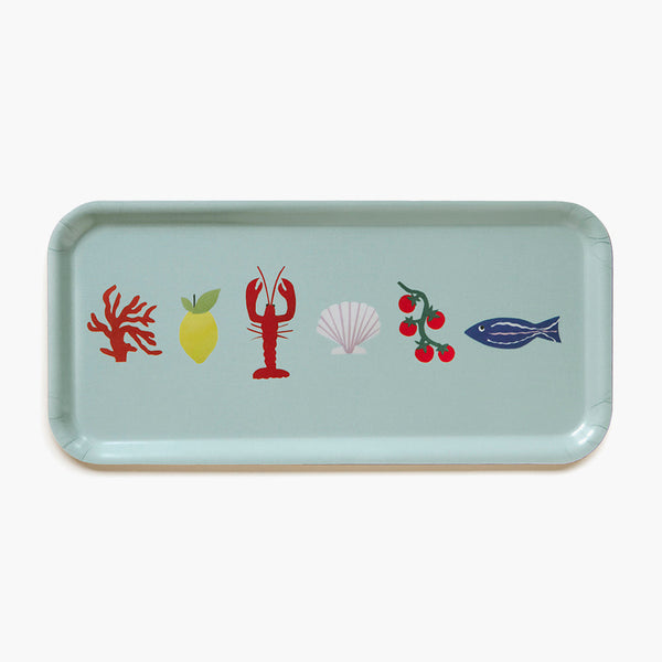'Seaside Lunch' Rectangular Serving Tray - 32x15 cm - Seafoam