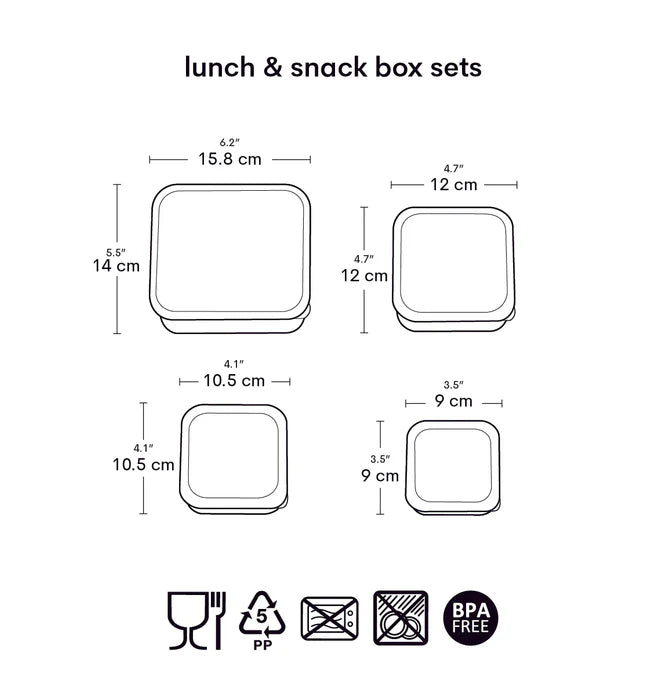 Pack de 4 Boîtes à Goûter et Déjeuner - Papillons