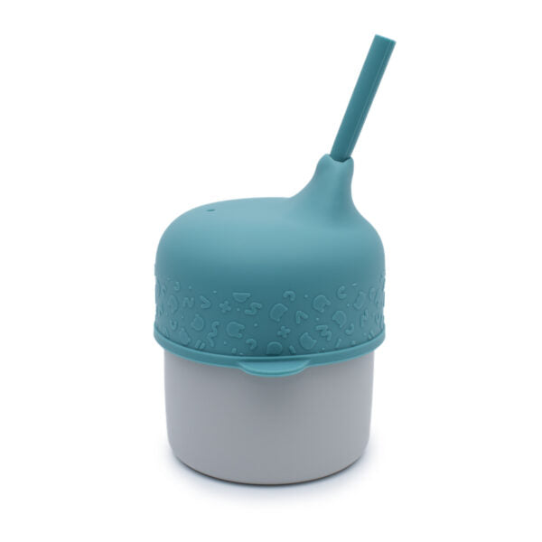 Couvercle et Mini Paille Bleu Canard