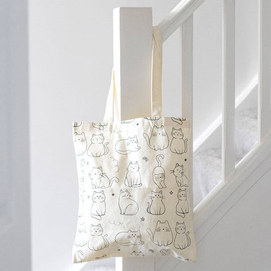 Tote bag imprimé Chats blancs