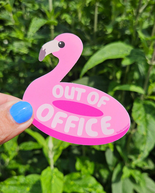 Out of Office Flamingo Sticker