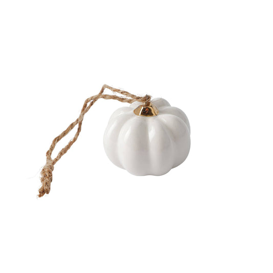 Hanging Pumpkin Decoration | White Ceramic