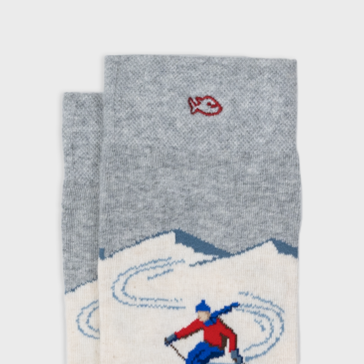 Chaussettes en Coton Peigné A Motifs Skieur