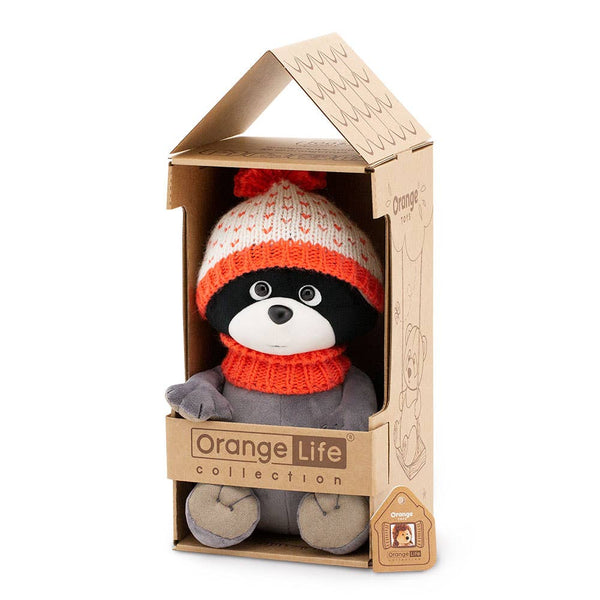Denny de pluche wasbeer: fris oranje - 25 cm - 0+