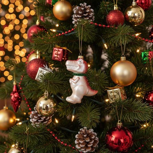 White Dinosaur Christmas Ball
