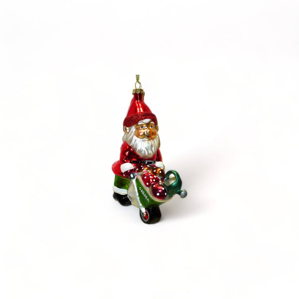 Kerstbal Tuinkabouter met kruiwagen