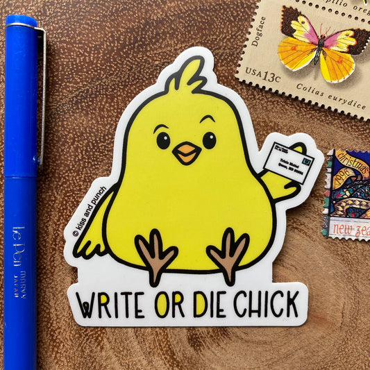 Autocollant Poussin "Write or Die Chick"