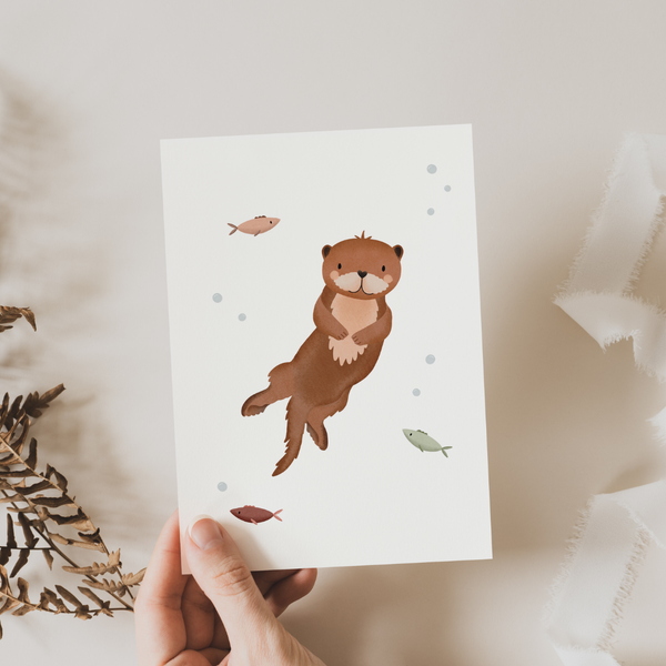 Wenskaart met otter