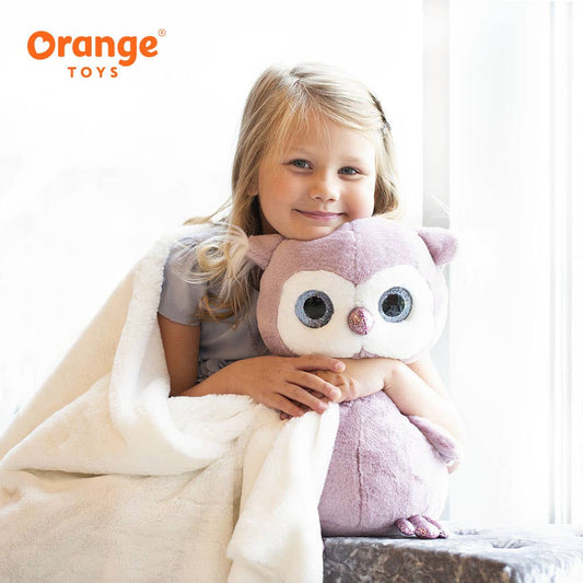 Pluche knuffel Fluffy de kleine paarse uil - 22 cm - 0+