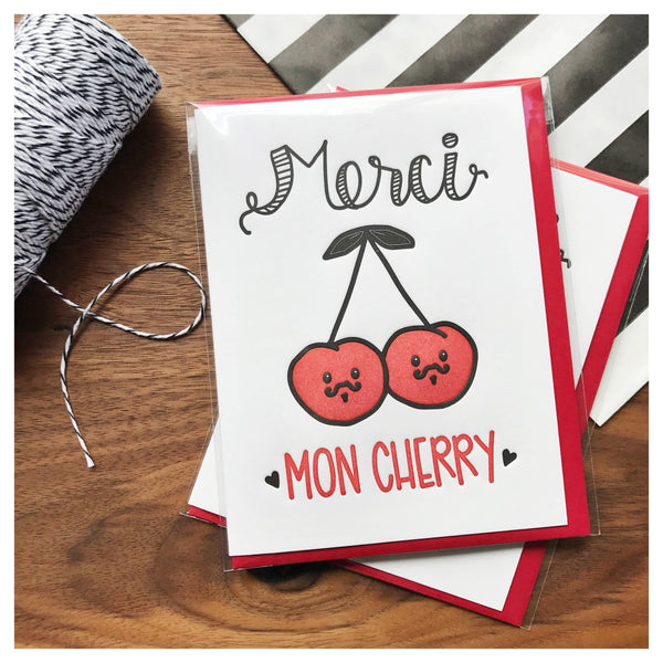 Carte de vœux Cerises « Merci Mon Cherry »
