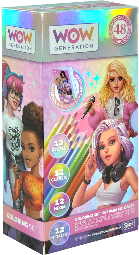 Set of 48 colored pencils and notebook