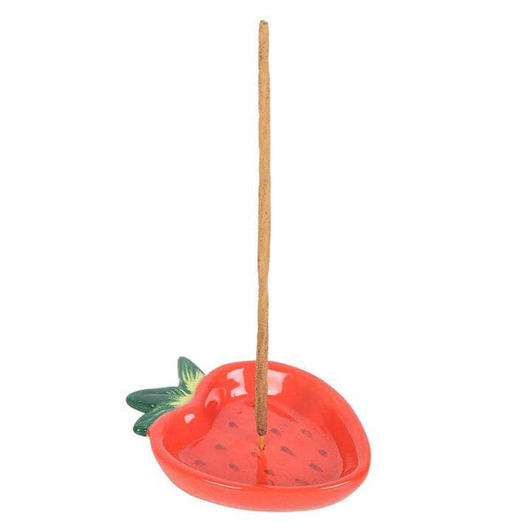 Strawberry-shaped ceramic incense holder