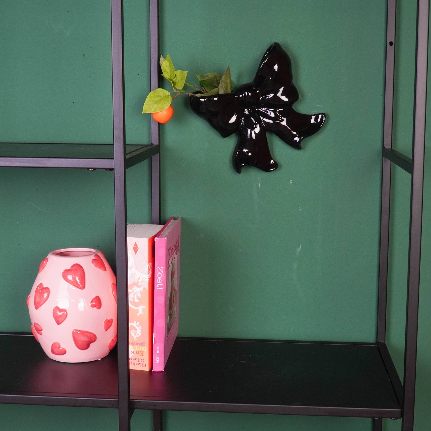 Vase mural- Vase Bol- Céramique- Noir- 19x18,5x5,5 cm