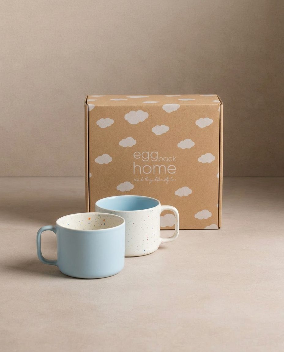 Duo de mugs Breeze Party In/Out en grès – 450 ml – Bleu
