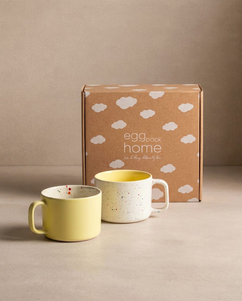 Duo de mugs Breeze Party In/Out en grès – 450 ml – Jaune