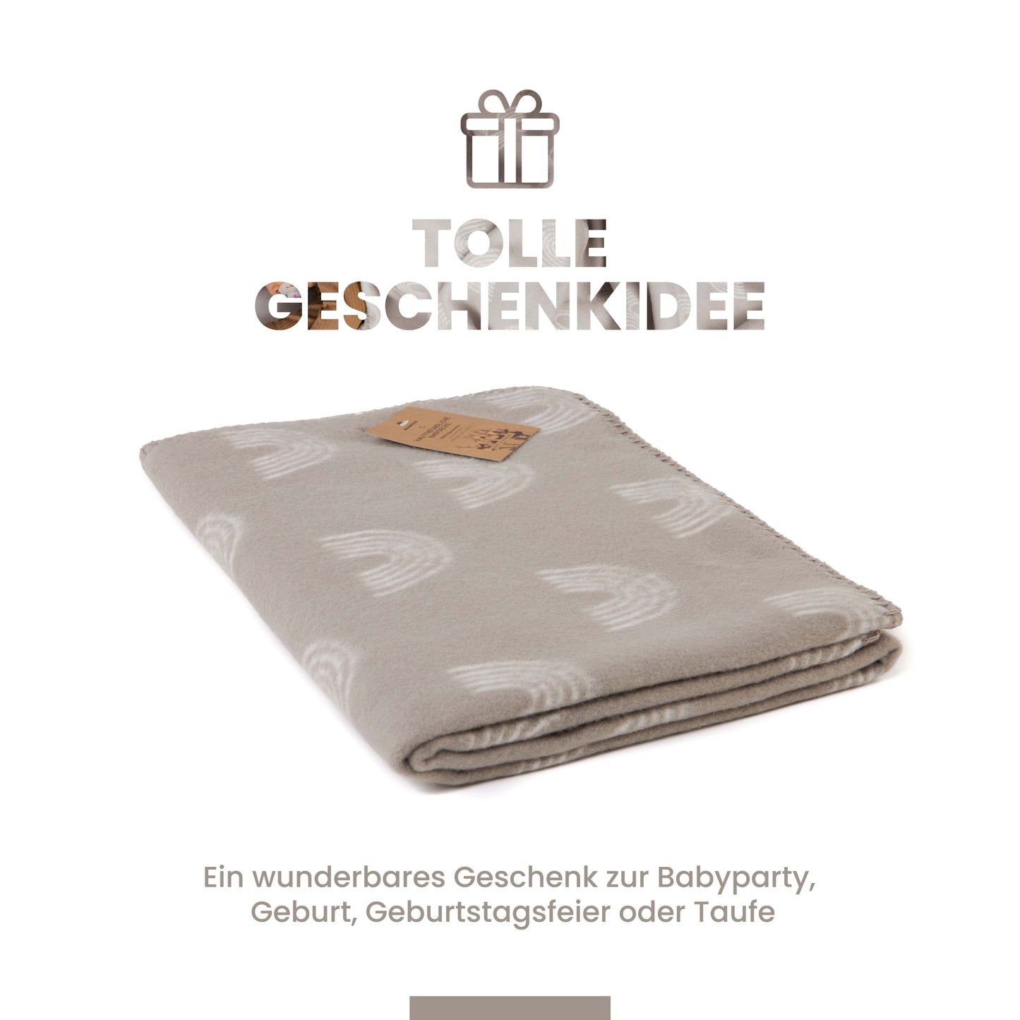Babydecke Bio Baumwolle, Made in Germany, Regenbogen - braun