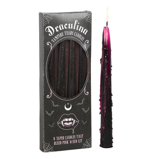 Ensemble de 4 bougies gothiques roses Vampire Tears saignantes pour Halloween