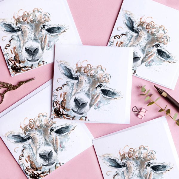 Wenskaart met aquarel schaap