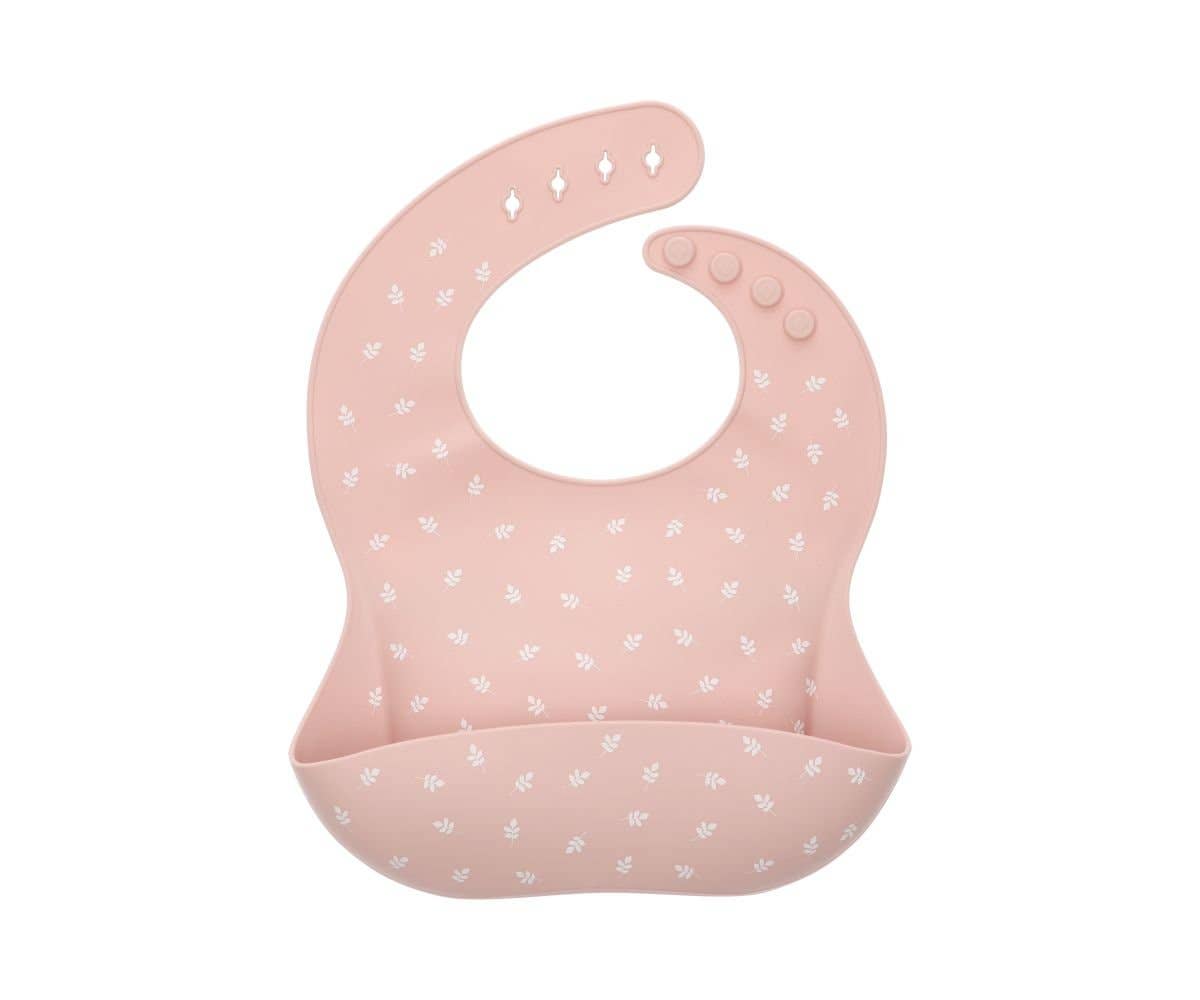 Bavoir en silicone Feuilles Rose