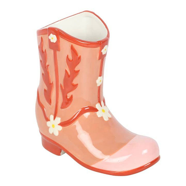 Roze cowboylaars vaas