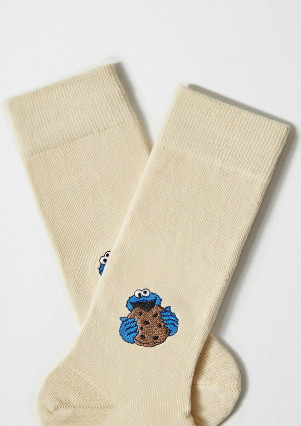 BeSesameStreet Cookie Monster Embroidered Beige