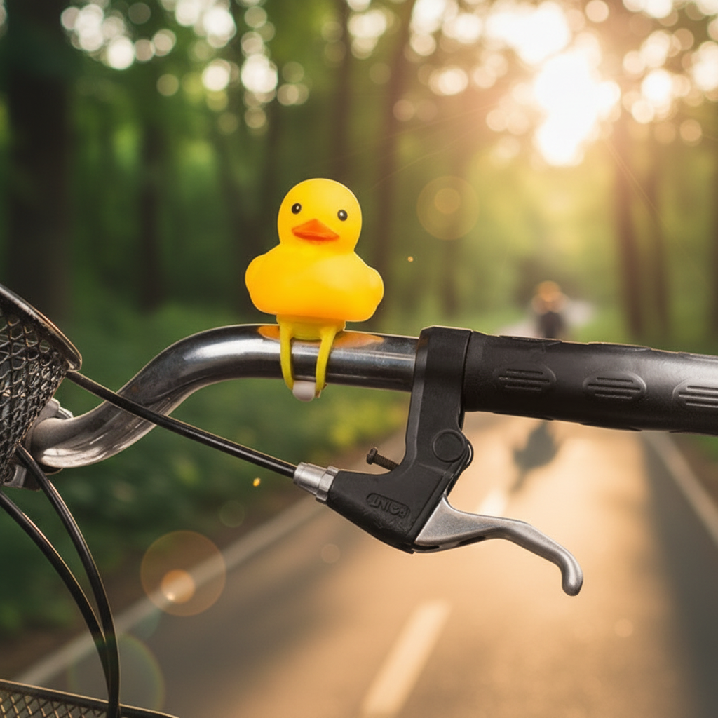 Gele eend voor op het stuur