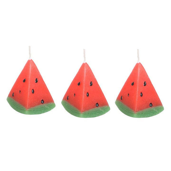 Set mit 3 wassermelonenförmigen Kerzen
